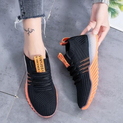 Nouvelles Plateformes Femme Baskets Modernes Chaussures de Marche Décontractées Chaussures à Enfiler en Maille Légères et Confortables Chaussures Vulcanisées Baskets de Luxe Tendance Femme