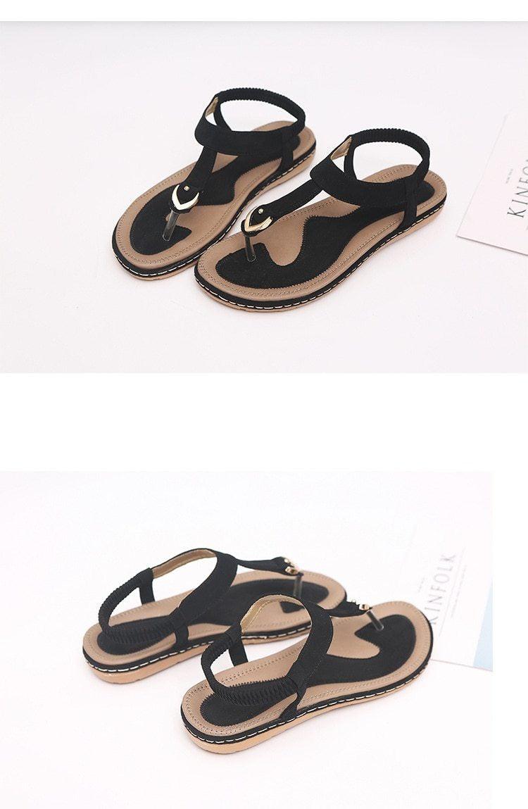 Nouvelles sandales plates pour femme, tongs décontractées d'été, chaussures simples pour femme, pantoufles à semelle souple, tongs élastiques et confortables à lanières en T, chaussures de plage