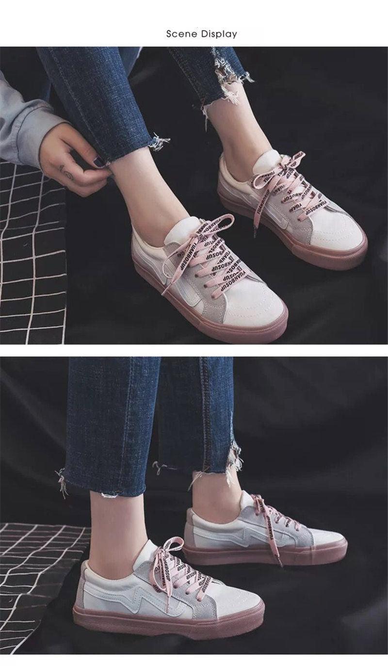 Nouvelles Baskets Femme Tendance Respirantes Chaussures Vulcanisées Plateforme à Lacets Décontractées Blanches Tenis Baskets Femme Play Tendance Baskets Basses en Toile Élastique Plates