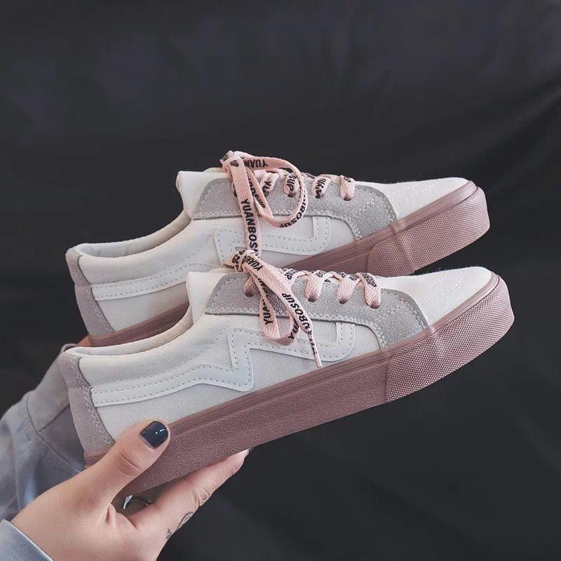 Nouvelles Baskets Femme Tendance Respirantes Chaussures Vulcanisées Plateforme à Lacets Décontractées Blanches Tenis Baskets Femme Play Tendance Baskets Basses en Toile Élastique Plates