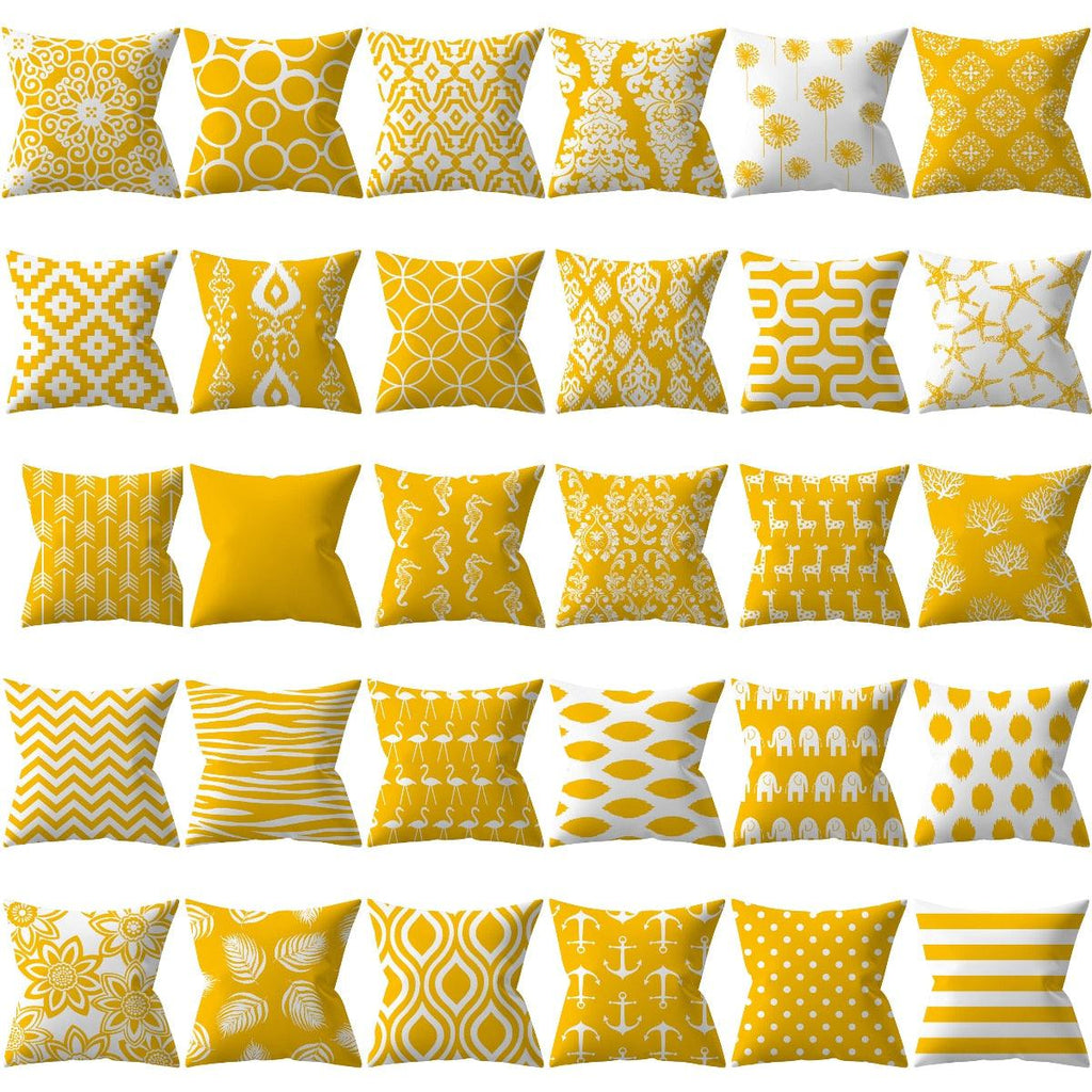 Nouvelles Housses de Coussin Jaunes Modernes à Motifs Abstraits Artistiques Décoratives Housse de Coussin Carrée pour Canapé Voiture 45x45CM
