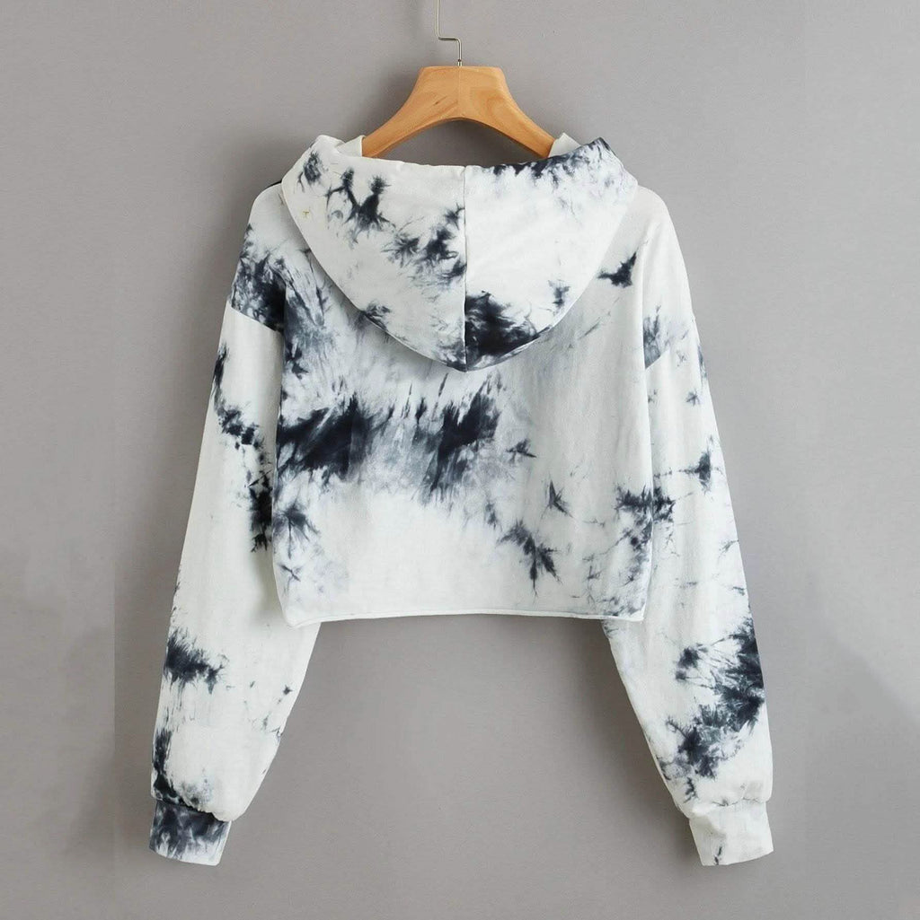 Sweat à capuche court tie-dye New York Graphic