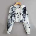 Sweat à capuche court tie-dye New York Graphic