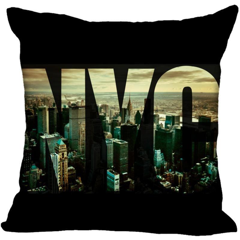 Housse de coussin carrée New York, housse de coussin de Noël zippée pour canapé-lit, décoration d'intérieur 40 x 40 cm, 45 x 45 cm (un côté)