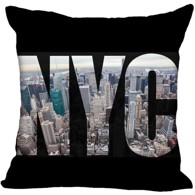Housse de coussin carrée New York, housse de coussin de Noël zippée pour canapé-lit, décoration d'intérieur 40 x 40 cm, 45 x 45 cm (un côté)