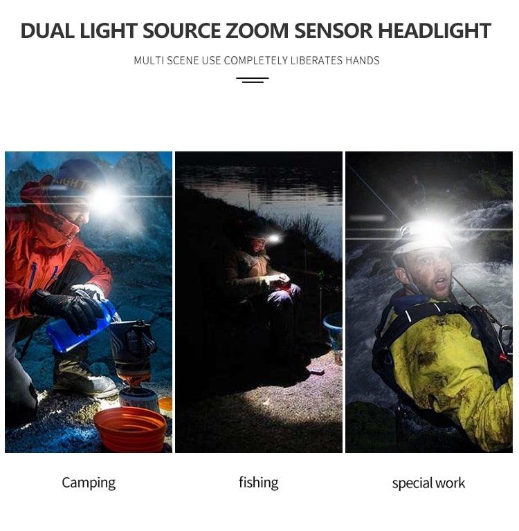 Lampe Frontale Lanterne XHP199 16 cœurs la plus récente étanche super lumineuse et puissante XHP110 LED USB Lampe de poche XHP50 Phare rechargeable 18650 Zoom Torche