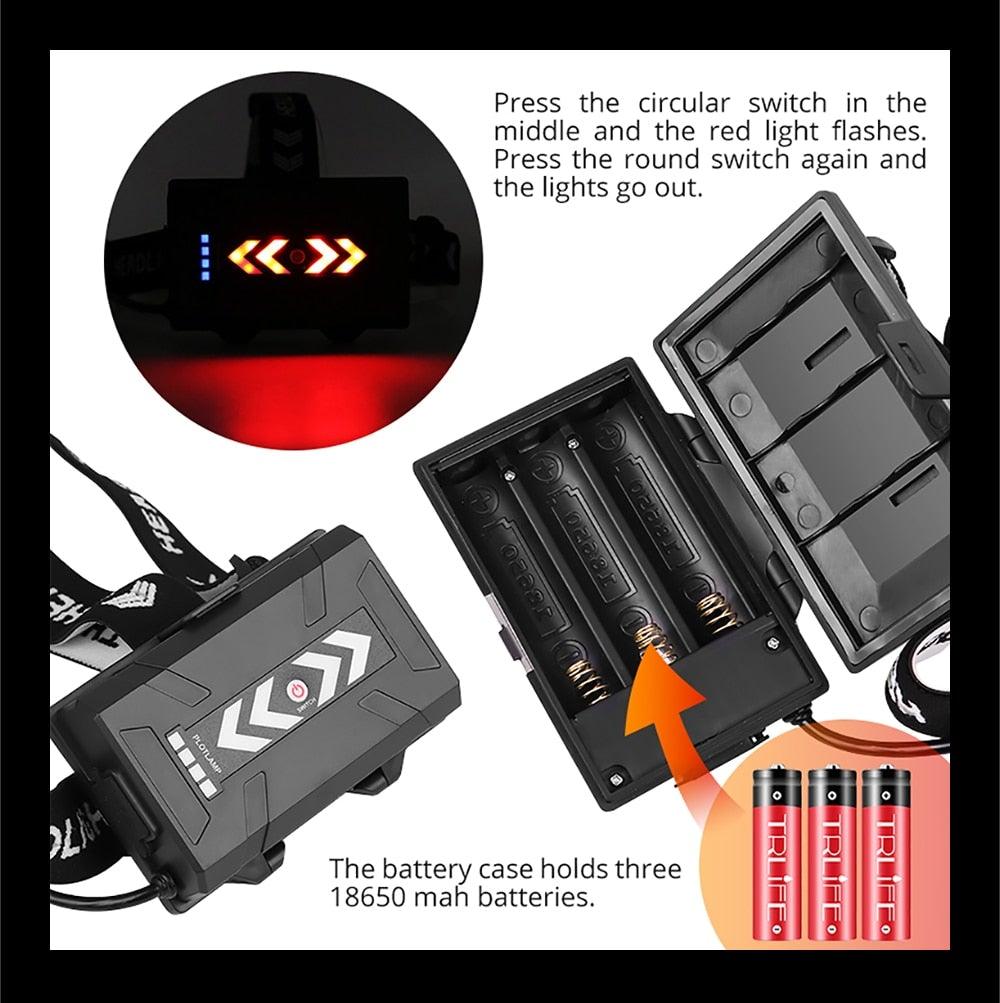 Lampe Frontale Lanterne XHP199 16 cœurs la plus récente étanche super lumineuse et puissante XHP110 LED USB Lampe de poche XHP50 Phare rechargeable 18650 Zoom Torche