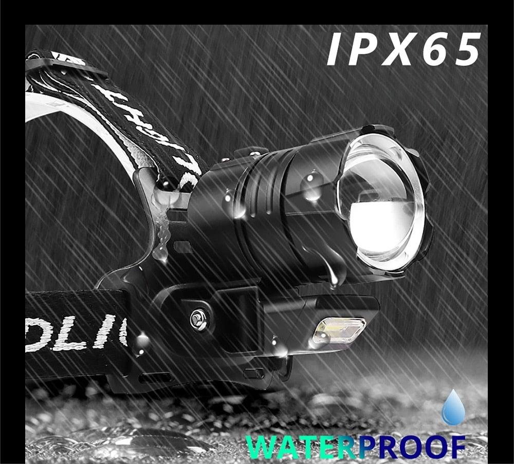 Lampe Frontale Lanterne XHP199 16 cœurs la plus récente étanche super lumineuse et puissante XHP110 LED USB Lampe de poche XHP50 Phare rechargeable 18650 Zoom Torche