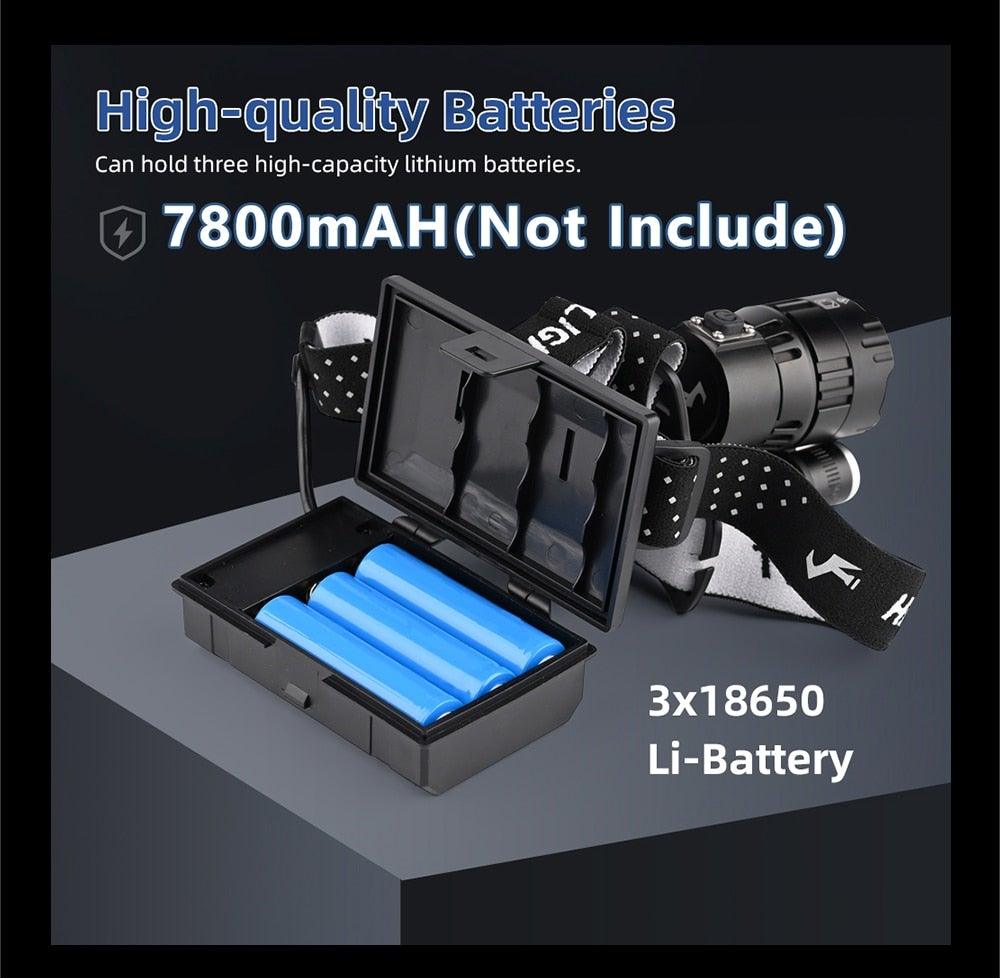 Lampe Frontale Lanterne XHP199 16 cœurs la plus récente étanche super lumineuse et puissante XHP110 LED USB Lampe de poche XHP50 Phare rechargeable 18650 Zoom Torche