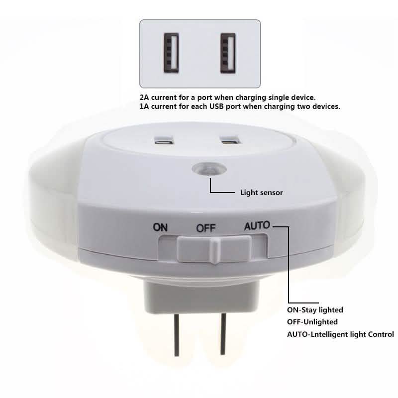 Veilleuse avec 2 ports USB