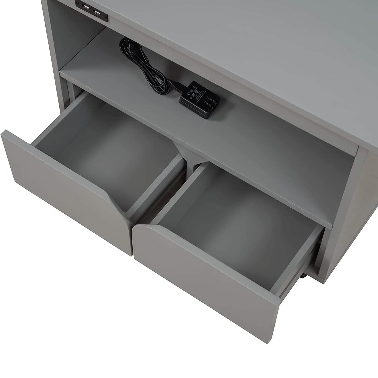 Table de chevet avec port USB et plateau pliable