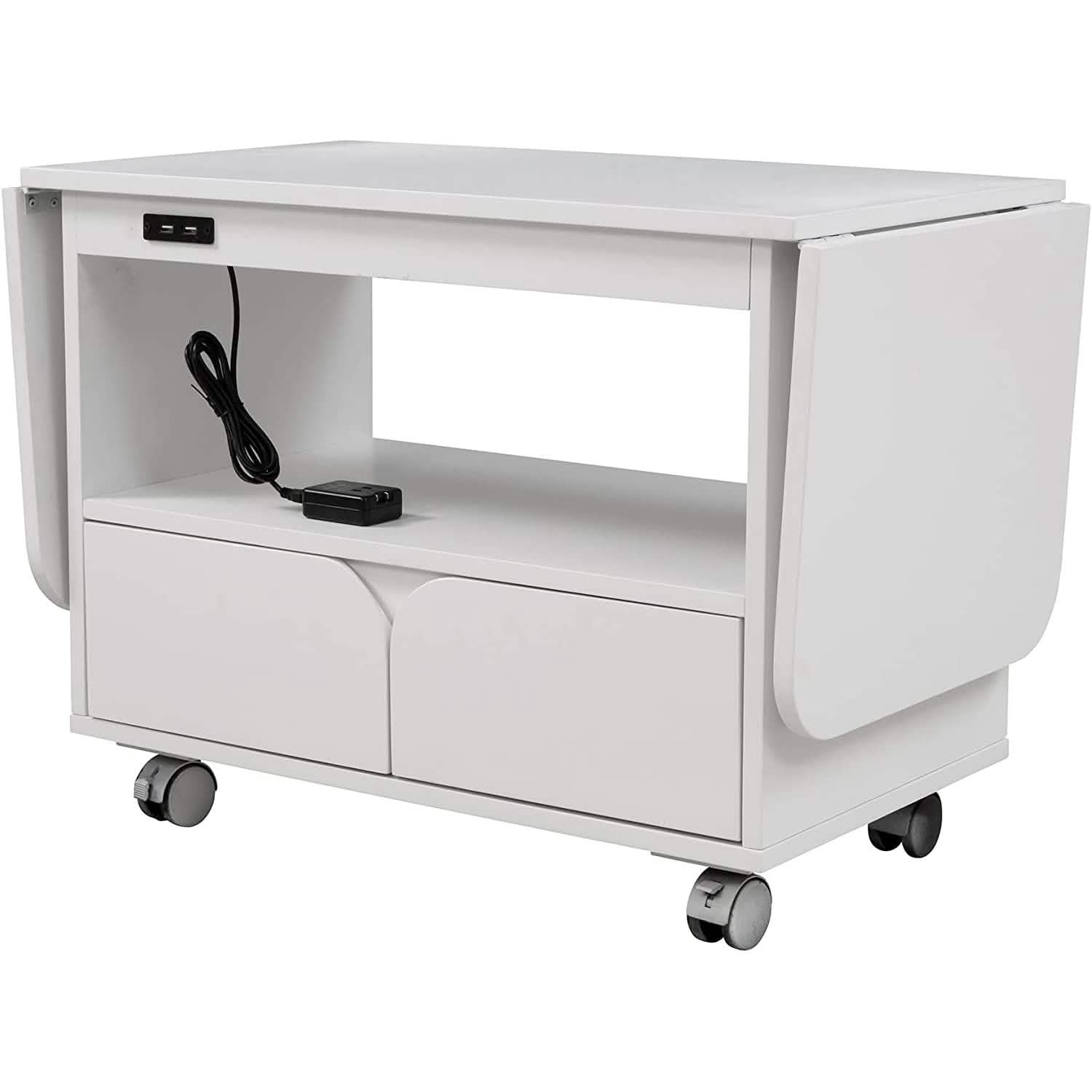 Table de chevet avec port USB et plateau pliable