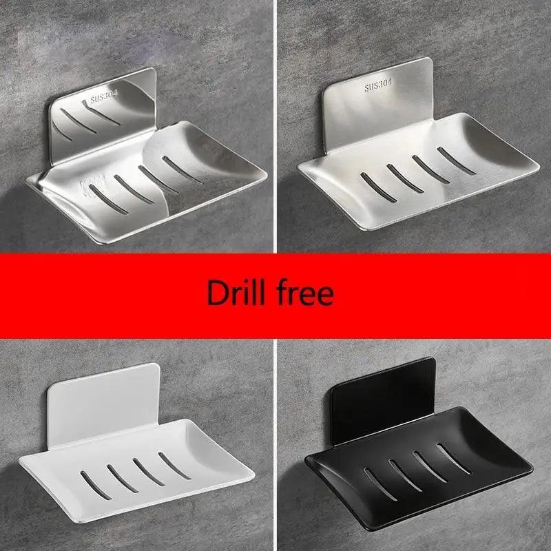 Porte-savon mural sans perçage, support à savon/éponge pour la cuisine et la salle de bain, porte-savon de douche en acier inoxydable à fixer au mur pour la salle de bain et la cuisine.