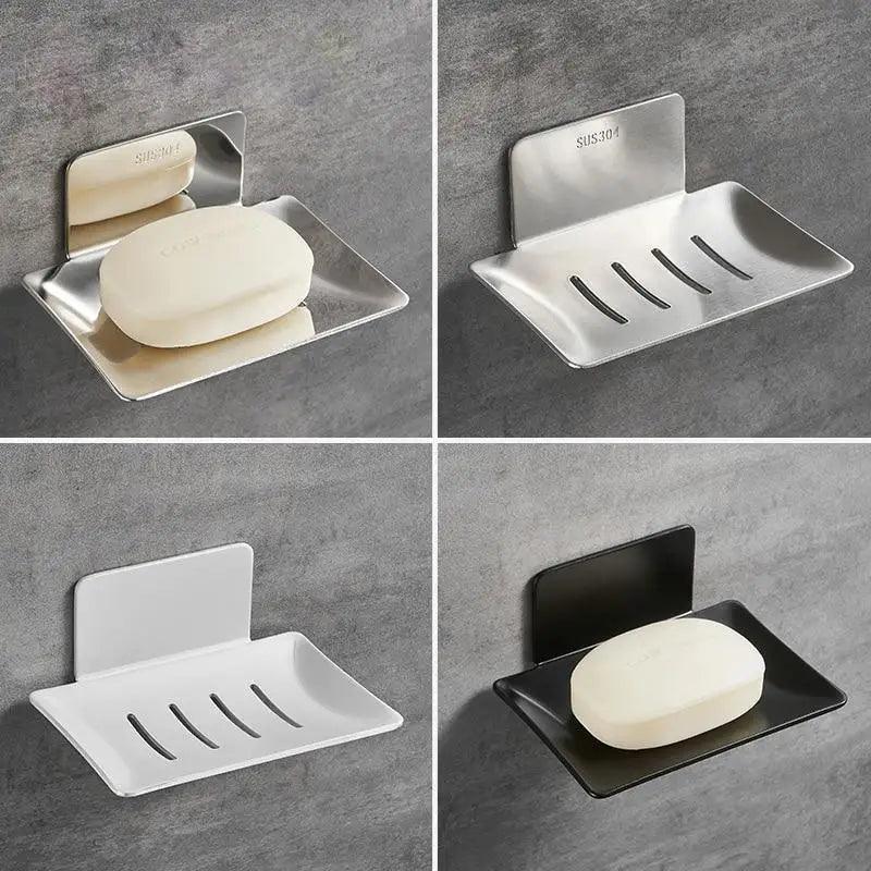 Porte-savon mural sans perçage, support à savon/éponge pour la cuisine et la salle de bain, porte-savon de douche en acier inoxydable à fixer au mur pour la salle de bain et la cuisine.