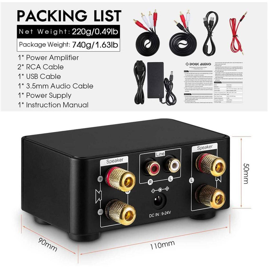 Nobsound Mini Amplificateur de Puissance Bluetooth 5.0 100W