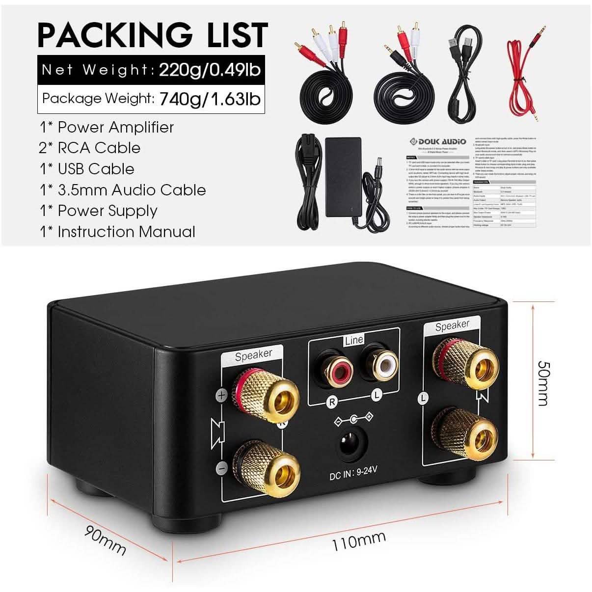 Nobsound Mini Amplificateur de Puissance Bluetooth 5.0 100W