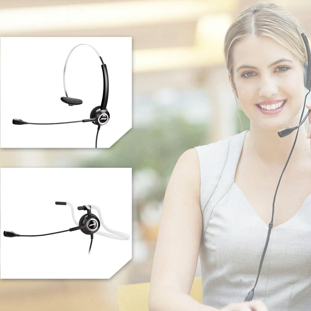 Casque téléphonique convertible RJ9 avec suppression du bruit et adaptateur de microphone