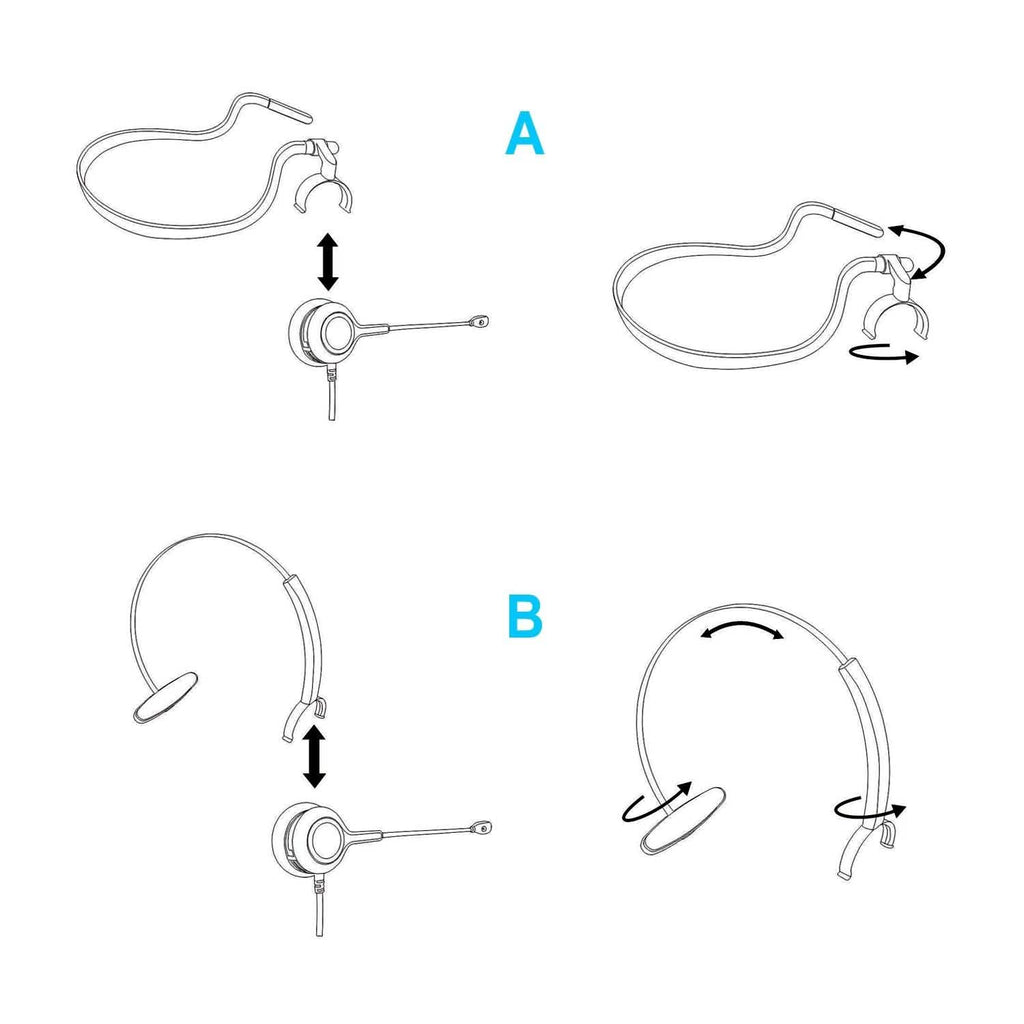 Casque téléphonique convertible RJ9 avec suppression du bruit et adaptateur de microphone