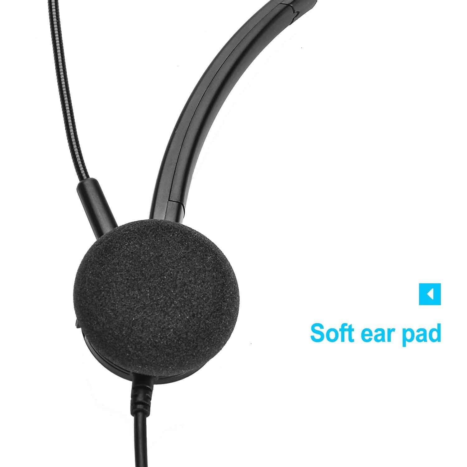 Casque téléphonique convertible RJ9 avec suppression du bruit et adaptateur de microphone