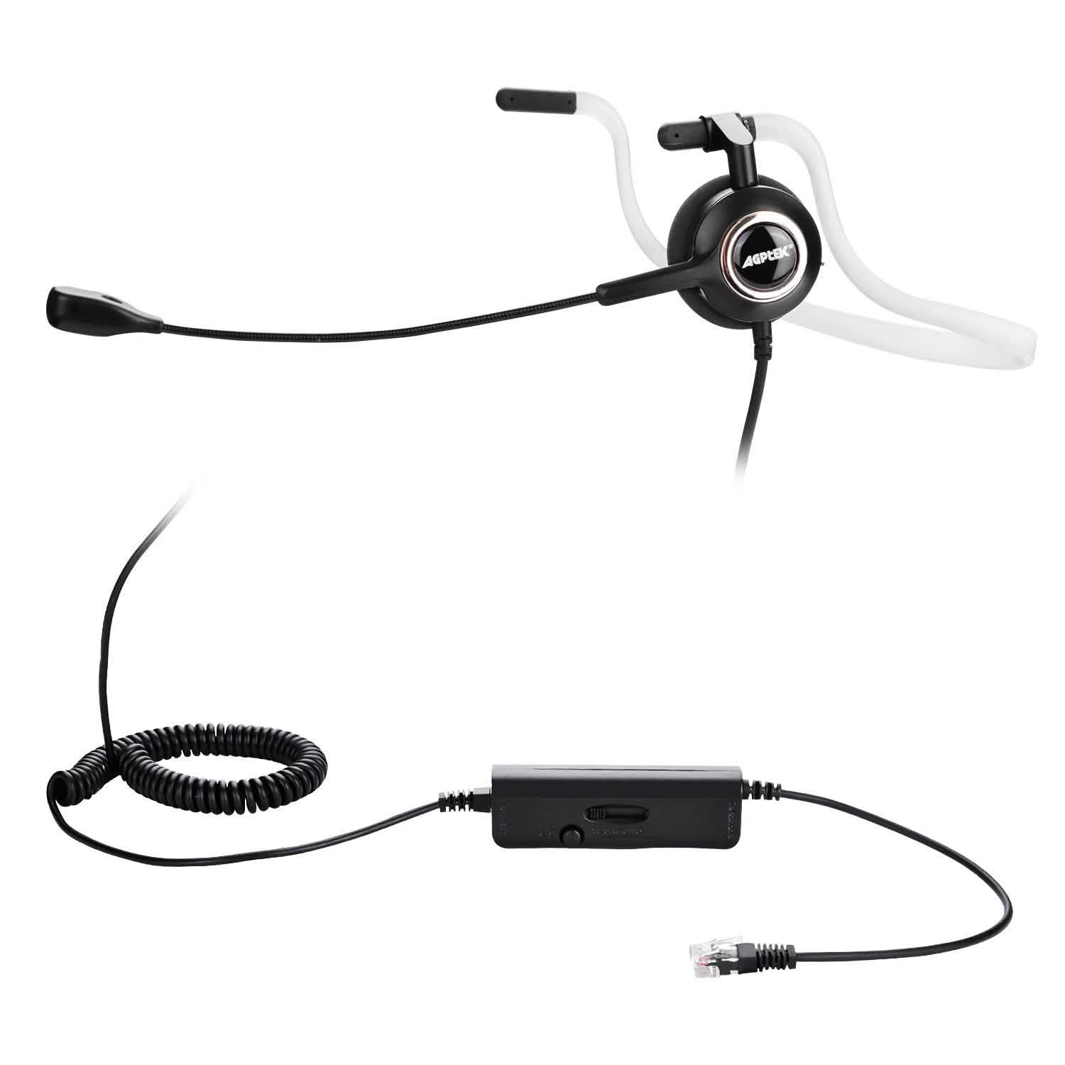 Casque téléphonique convertible RJ9 avec suppression du bruit et adaptateur de microphone