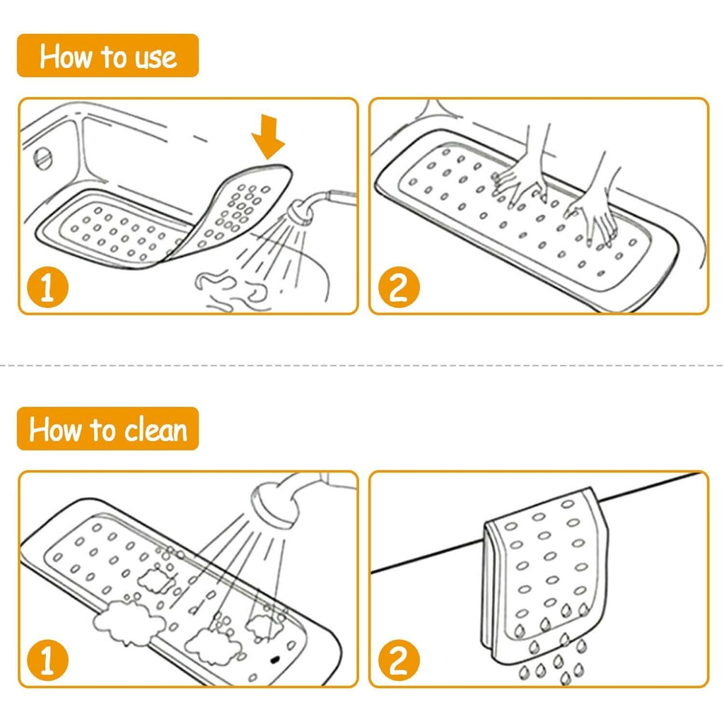 Tapis de douche antidérapant de massage antibactérien avec ventouses