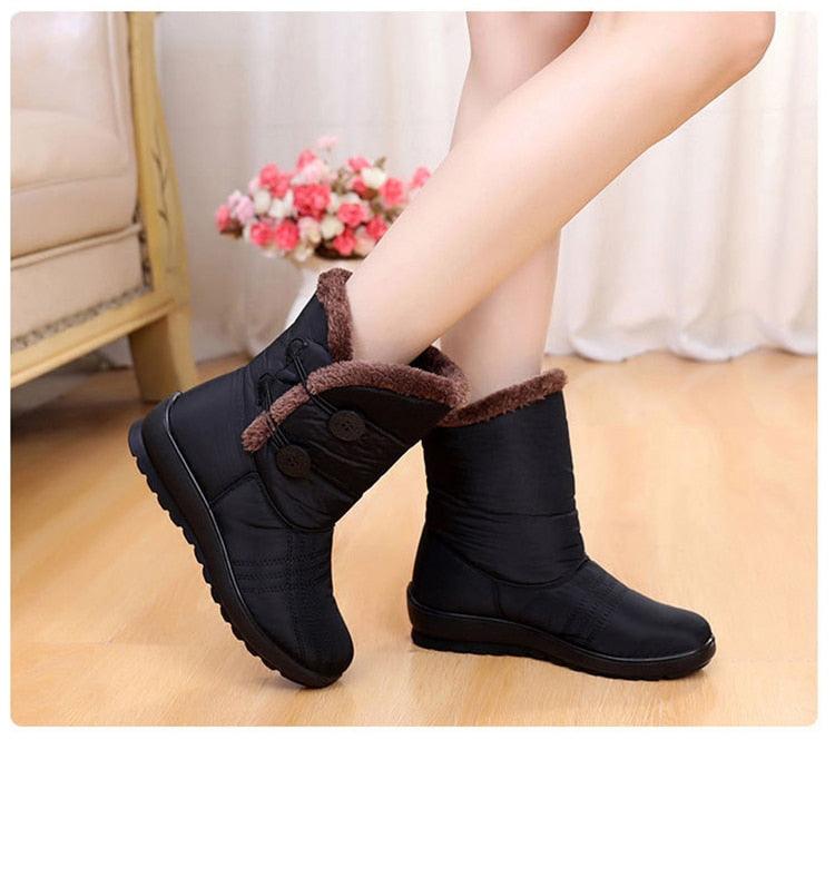 Bottes de Neige Antidérapantes Nouvelles Bottes d'Hiver Chaudes pour Femmes Chaussures Imperméables d'Hiver pour Femmes Plus Bottes en Coton Velours Doublure Chaude Confortables Antidérapantes Bottines de Randonnée en Plein Air Chaussures à Plateforme