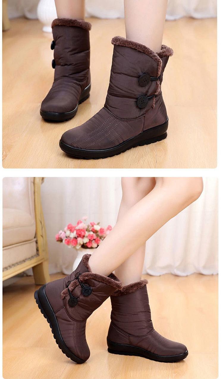 Bottes de Neige Antidérapantes Nouvelles Bottes d'Hiver Chaudes pour Femmes Chaussures Imperméables d'Hiver pour Femmes Plus Bottes en Coton Velours Doublure Chaude Confortables Antidérapantes Bottines de Randonnée en Plein Air Chaussures à Plateforme