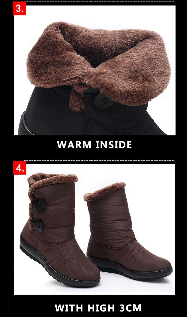 Bottes de Neige Antidérapantes Nouvelles Bottes d'Hiver Chaudes pour Femmes Chaussures Imperméables d'Hiver pour Femmes Plus Bottes en Coton Velours Doublure Chaude Confortables Antidérapantes Bottines de Randonnée en Plein Air Chaussures à Plateforme