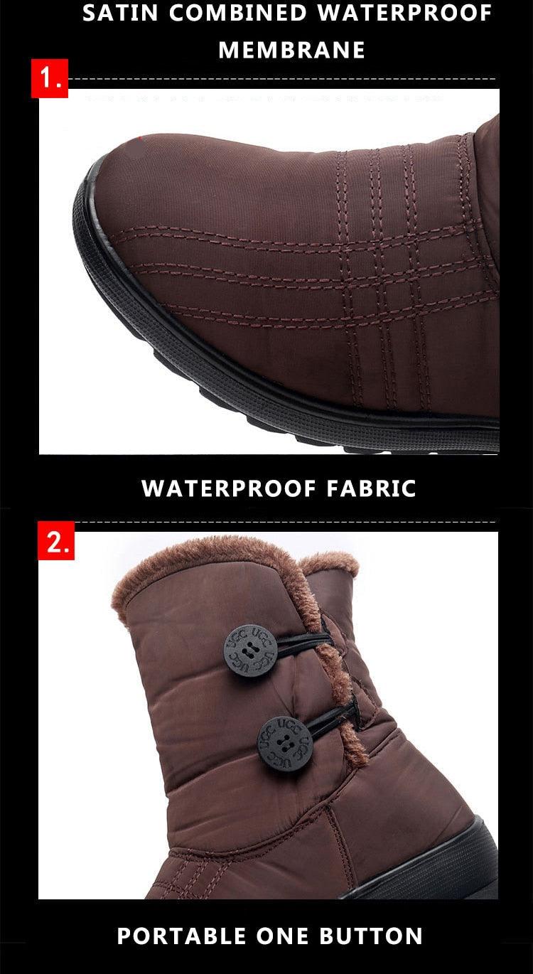 Bottes de Neige Antidérapantes Nouvelles Bottes d'Hiver Chaudes pour Femmes Chaussures Imperméables d'Hiver pour Femmes Plus Bottes en Coton Velours Doublure Chaude Confortables Antidérapantes Bottines de Randonnée en Plein Air Chaussures à Plateforme
