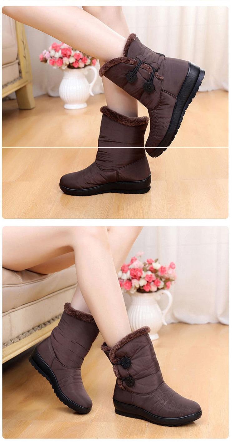 Bottes de Neige Antidérapantes Nouvelles Bottes d'Hiver Chaudes pour Femmes Chaussures Imperméables d'Hiver pour Femmes Plus Bottes en Coton Velours Doublure Chaude Confortables Antidérapantes Bottines de Randonnée en Plein Air Chaussures à Plateforme