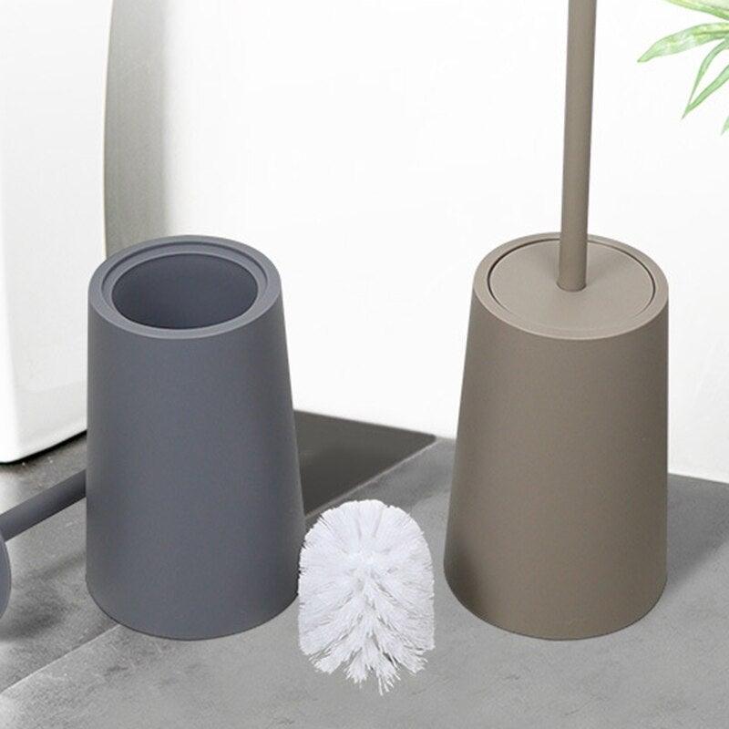 Ensemble d'accessoires de salle de bain avec brosse WC en céramique nordique, avec manche long antidérapant et brosse WC à poils flexibles, brosse de toilette à long manche en acier inoxydable pour salle de bain-Ergonomique Élégant Durable
