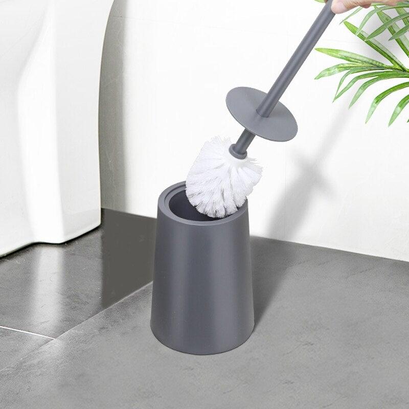 Ensemble d'accessoires de salle de bain avec brosse WC en céramique nordique, avec manche long antidérapant et brosse WC à poils flexibles, brosse de toilette à long manche en acier inoxydable pour salle de bain-Ergonomique Élégant Durable
