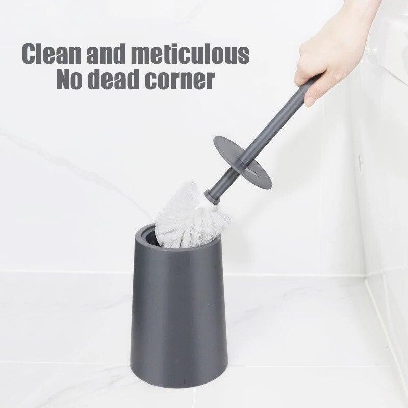 Ensemble d'accessoires de salle de bain avec brosse WC en céramique nordique, avec manche long antidérapant et brosse WC à poils flexibles, brosse de toilette à long manche en acier inoxydable pour salle de bain-Ergonomique Élégant Durable