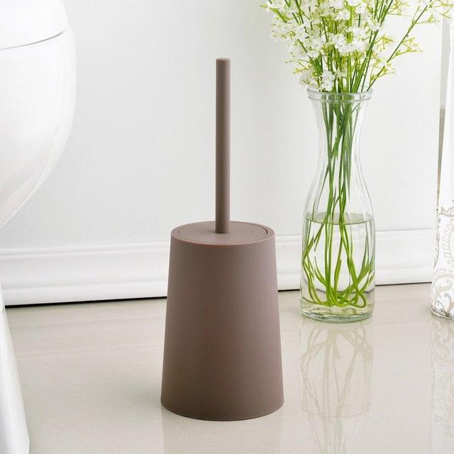 Ensemble d'accessoires de salle de bain avec brosse WC en céramique nordique, avec manche long antidérapant et brosse WC à poils flexibles, brosse de toilette à long manche en acier inoxydable pour salle de bain-Ergonomique Élégant Durable