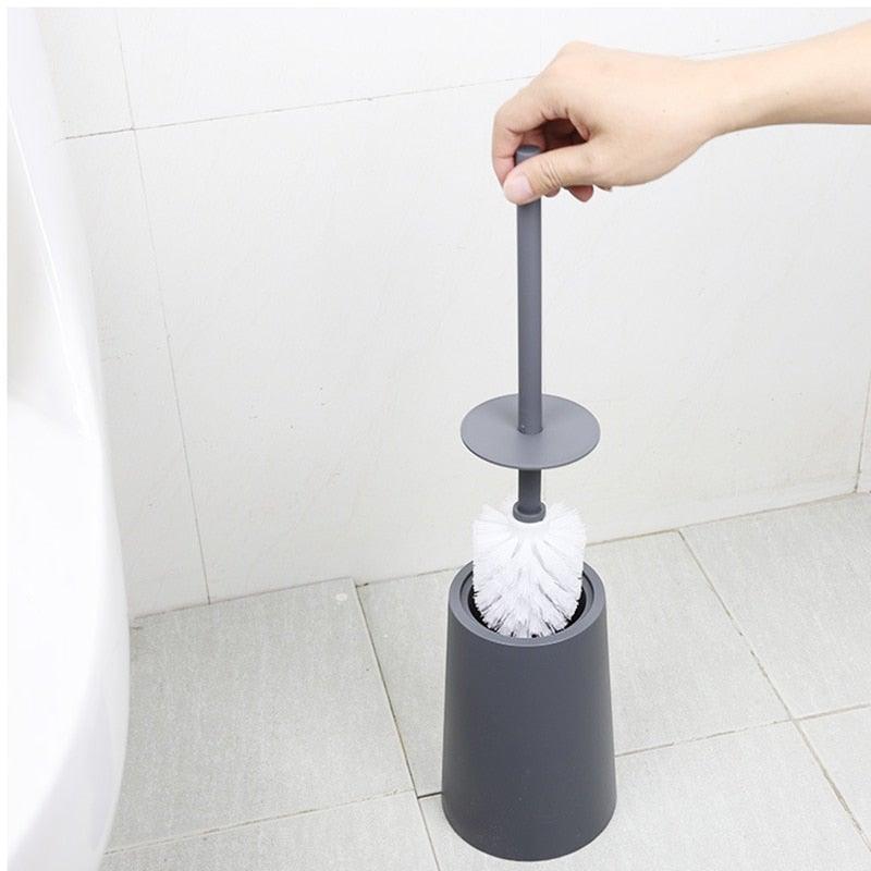 Ensemble d'accessoires de salle de bain avec brosse WC en céramique nordique, avec manche long antidérapant et brosse WC à poils flexibles, brosse de toilette à long manche en acier inoxydable pour salle de bain-Ergonomique Élégant Durable