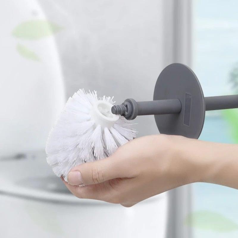 Ensemble d'accessoires de salle de bain avec brosse WC en céramique nordique, avec manche long antidérapant et brosse WC à poils flexibles, brosse de toilette à long manche en acier inoxydable pour salle de bain-Ergonomique Élégant Durable