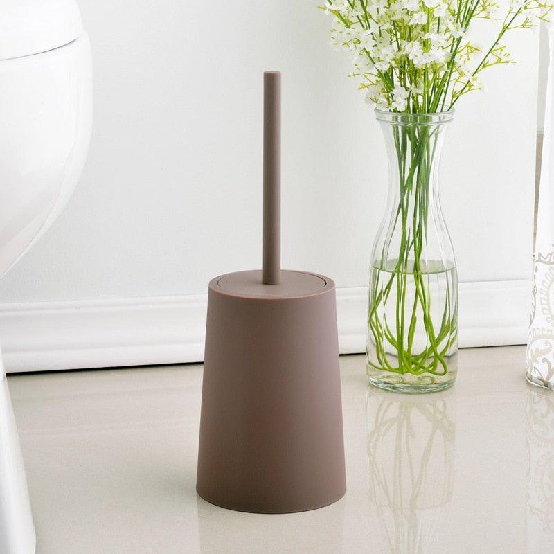 Ensemble d'accessoires de salle de bain avec brosse WC en céramique nordique, avec manche long antidérapant et brosse WC à poils flexibles, brosse de toilette à long manche en acier inoxydable pour salle de bain-Ergonomique Élégant Durable