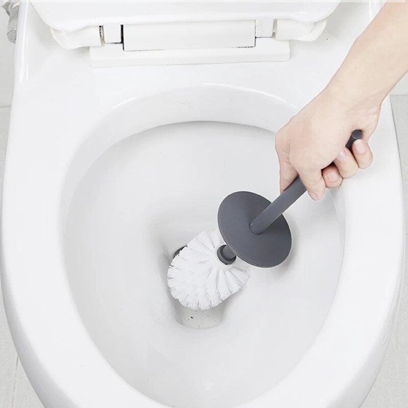 Ensemble d'accessoires de salle de bain avec brosse WC en céramique nordique, avec manche long antidérapant et brosse WC à poils flexibles, brosse de toilette à long manche en acier inoxydable pour salle de bain-Ergonomique Élégant Durable
