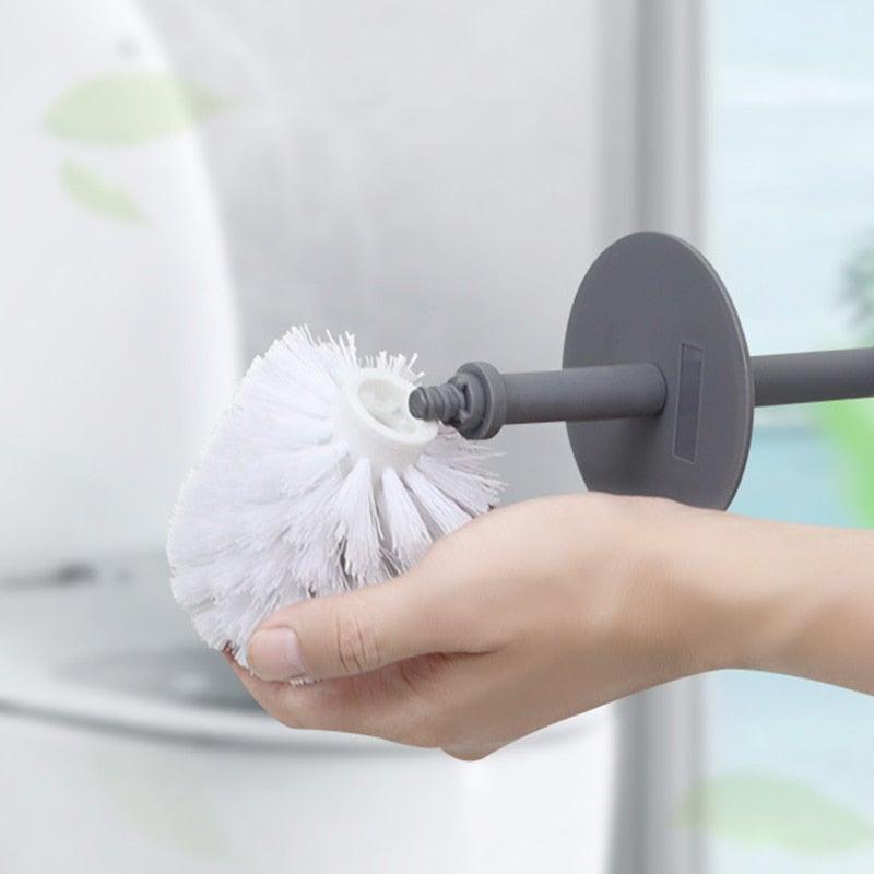 Ensemble d'accessoires de salle de bain avec brosse WC en céramique nordique, avec manche long antidérapant et brosse WC à poils flexibles, brosse de toilette à long manche en acier inoxydable pour salle de bain-Ergonomique Élégant Durable