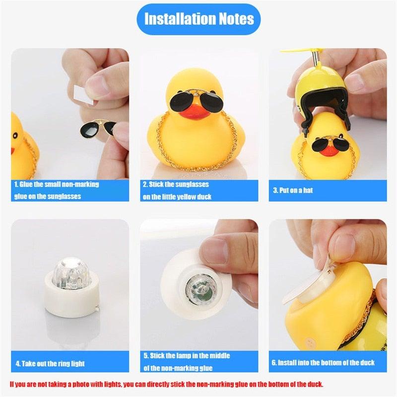 Casque Hélice Normal Canard Debout Brise-Vent Petit Canard Jaune Moto Vélo Éclairage Accessoires Vélo Caoutchouc Canard Jaune Jouet Ornements Vélo Canard Jaune Avec Casque Approprié Décorations Cool