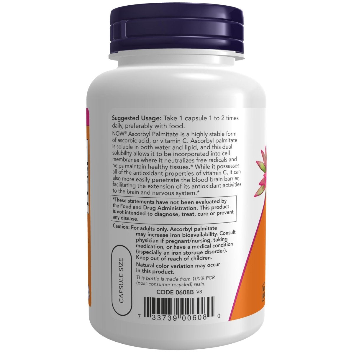 Now Foods Palmitate d'ascorbyle 500 mg 100 Vcaps - 0608