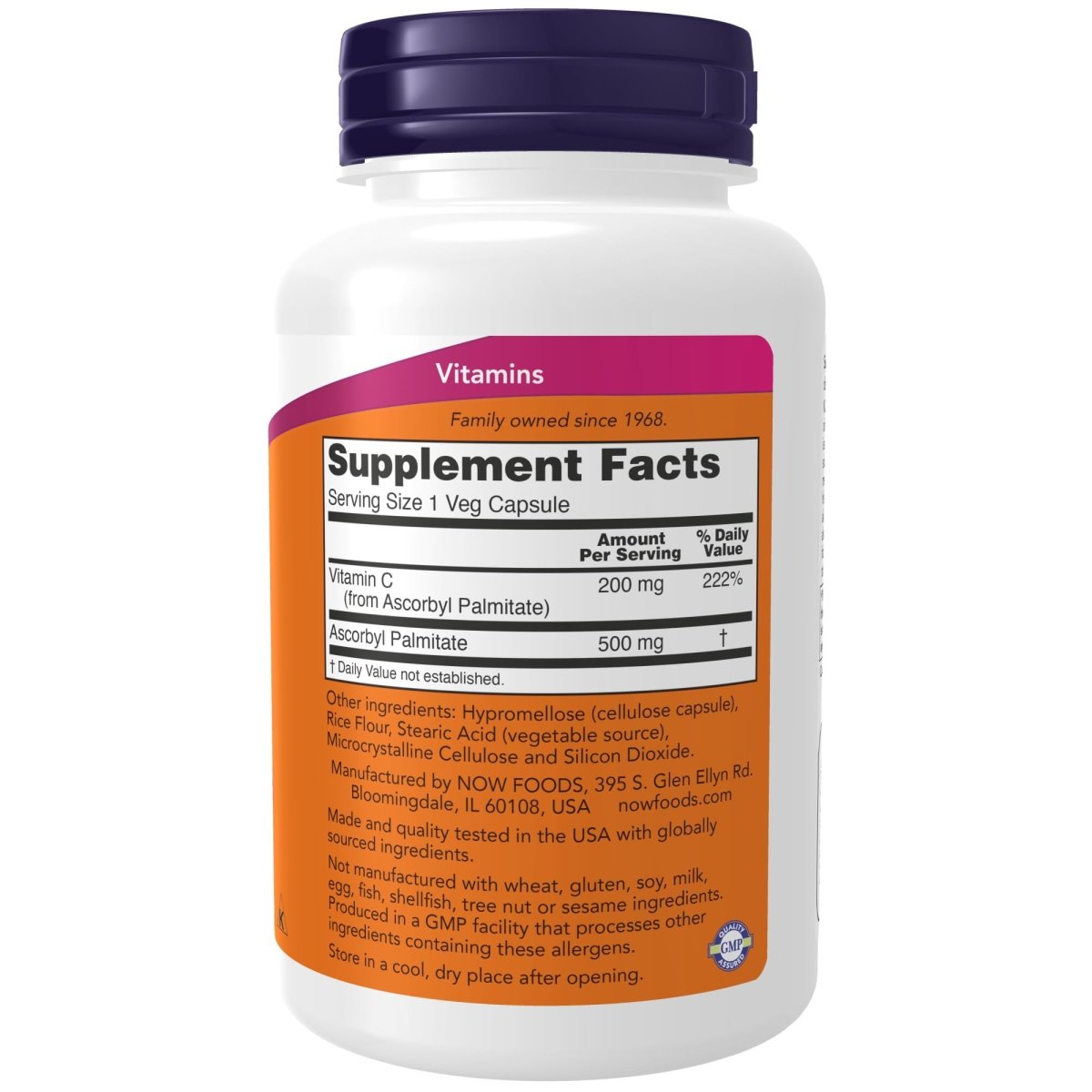 Now Foods Palmitate d'ascorbyle 500 mg 100 Vcaps - 0608