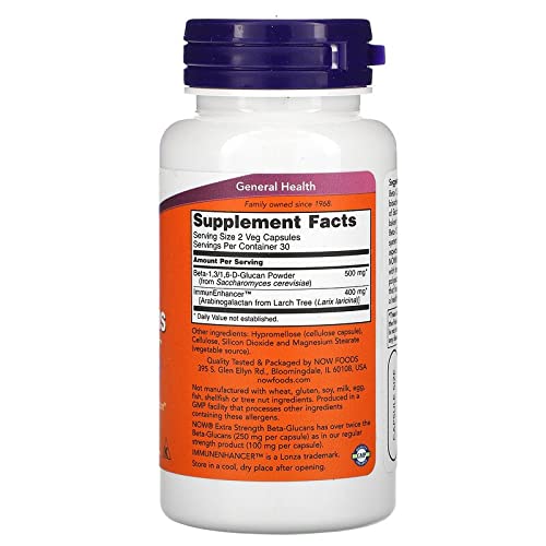 Now Foods Bêta-Glucanes avec ImmunEnhancer 250mg - 60 Vcaps Lot de 3