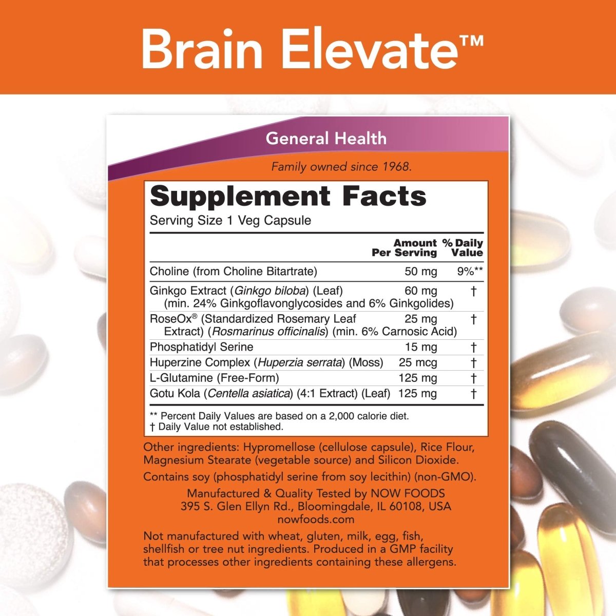 Now Foods Brain Elevate 60 gélules végétales - 3303