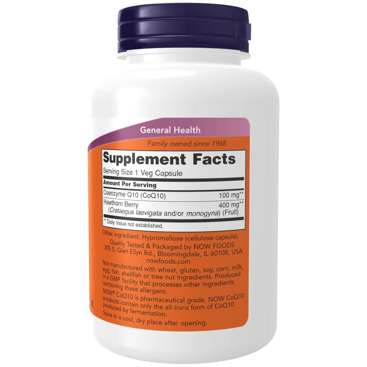 Now Foods CoQ10 100 mg avec baies d'aubépine 180 Vcaps - 3213