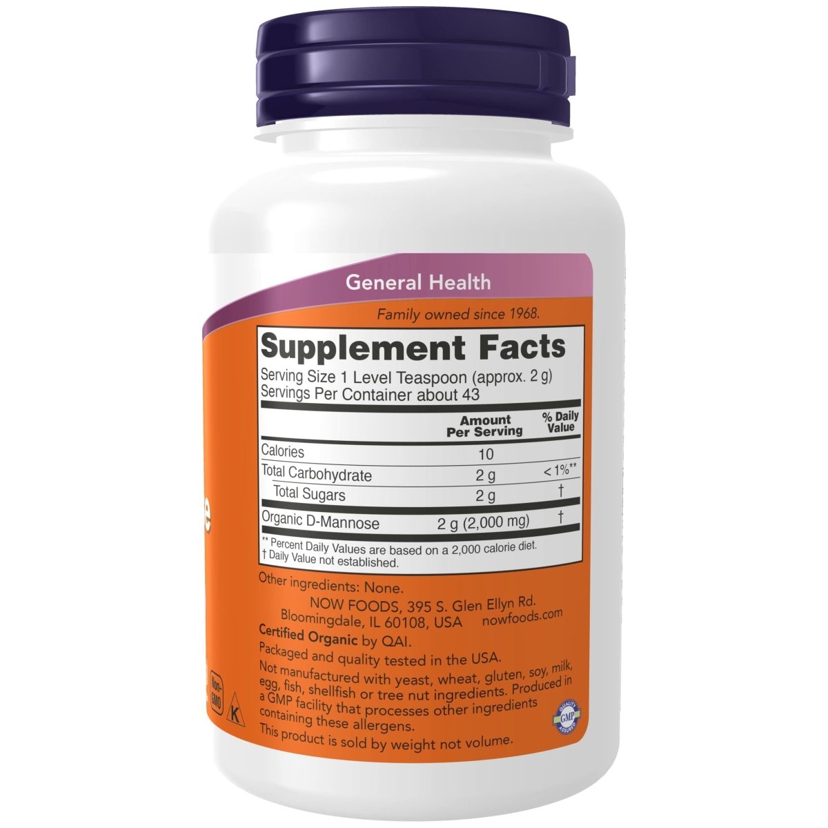 Now Foods D-Mannose Poudre Pure Bio 3oz - 2810