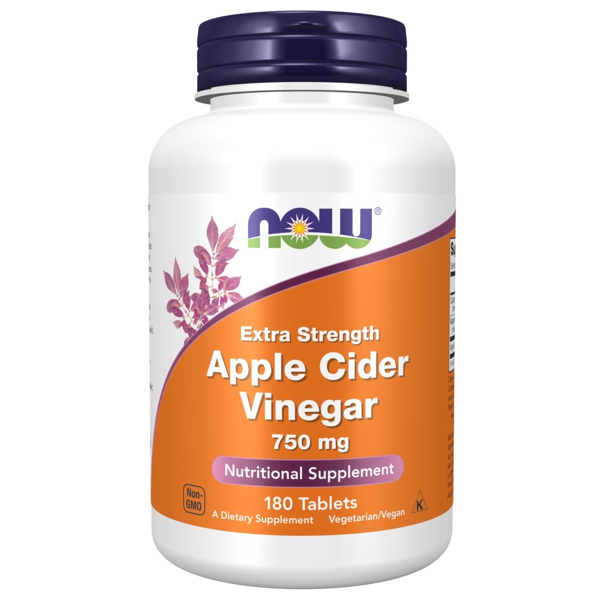 Vinaigre de cidre de pomme extra fort 750mg 180 comprimés Now Foods - 3376