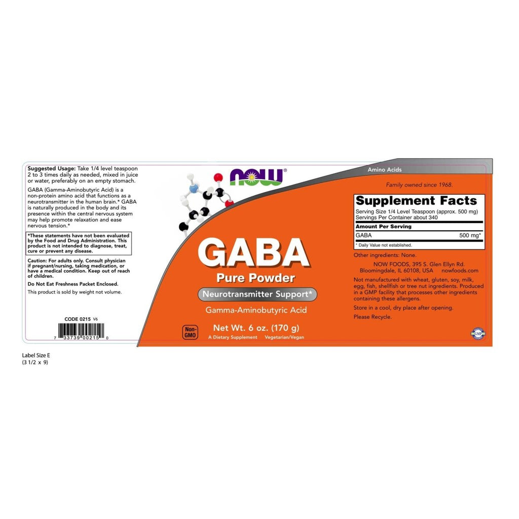Now Foods GABA Poudre 6 oz - 0215