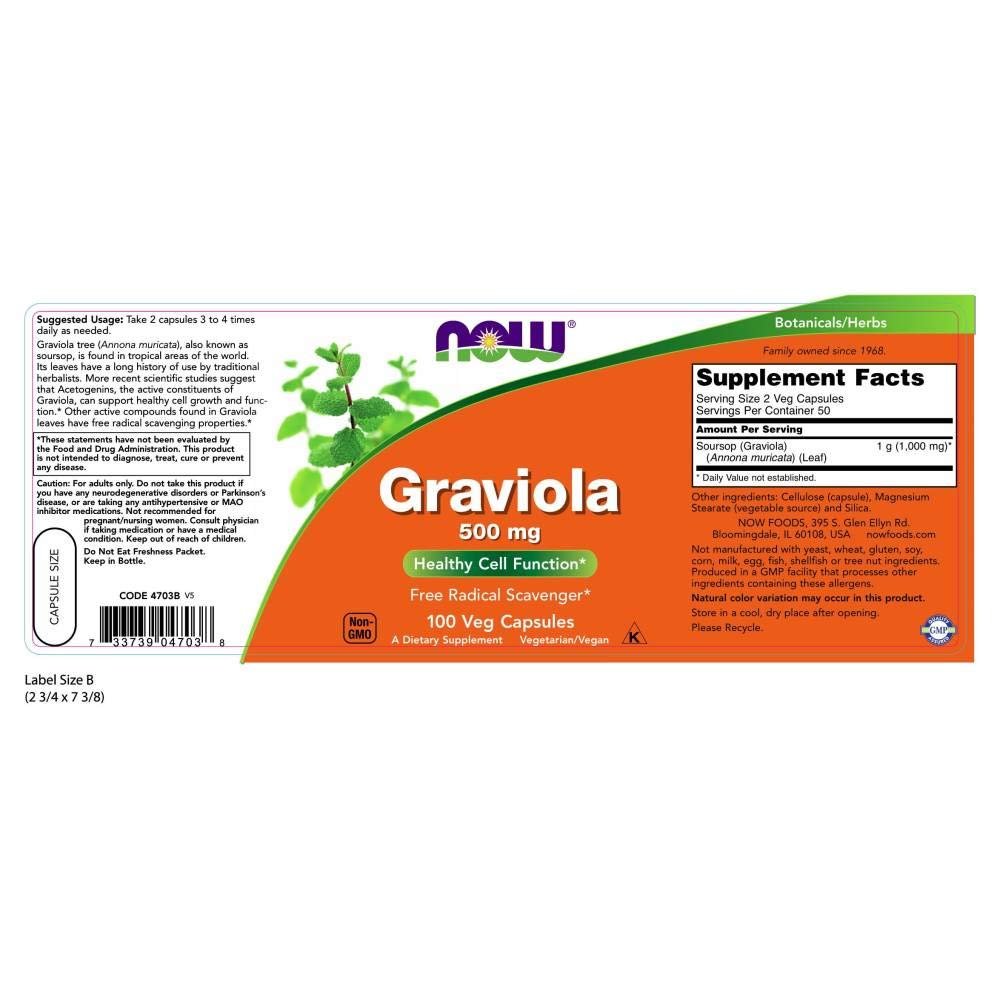 Now Foods Graviola 500 mg 100 gélules végétales - 4703