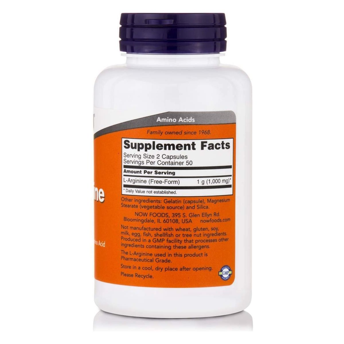 Now Foods L-Arginine 500 mg 100 gélules végétales - 0030